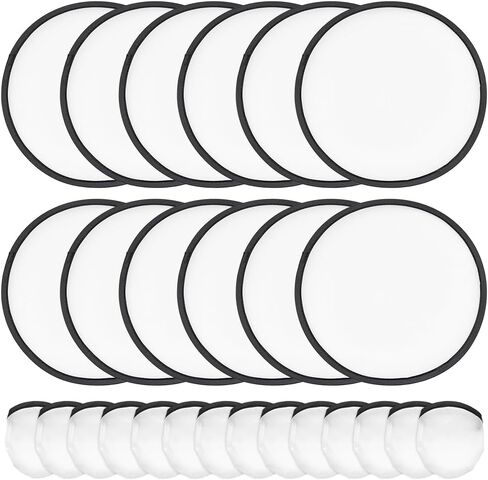 BENECREAT 30Pcs White Foldable Flying Disc Fans, 9.8inch Sublimation Fans Nylon Black Edge Folding Fan Set with Bag for Wedding Party Favors Outdoor Activity in Saudi Arabia