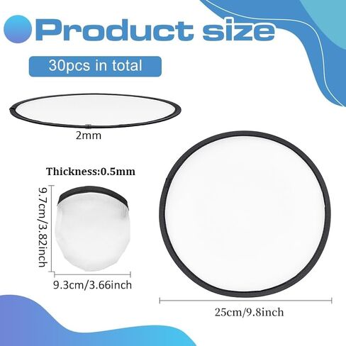 BENECREAT 30Pcs White Foldable Flying Disc Fans, 9.8inch Sublimation Fans Nylon Black Edge Folding Fan Set with Bag for Wedding Party Favors Outdoor Activity in Saudi Arabia