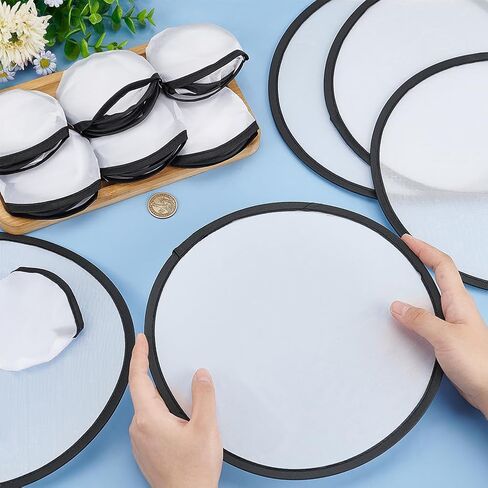 BENECREAT 30Pcs White Foldable Flying Disc Fans, 9.8inch Sublimation Fans Nylon Black Edge Folding Fan Set with Bag for Wedding Party Favors Outdoor Activity in Saudi Arabia