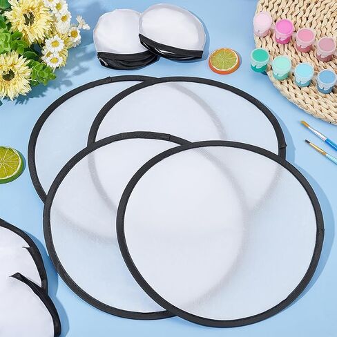 BENECREAT 30Pcs White Foldable Flying Disc Fans, 9.8inch Sublimation Fans Nylon Black Edge Folding Fan Set with Bag for Wedding Party Favors Outdoor Activity in Saudi Arabia