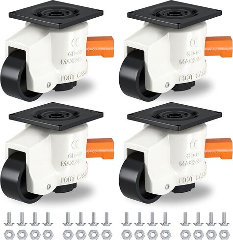 Leveling Casters Heavy Duty Set of 4 Workbench Castor: Adjustable Caster with Ratchet Arm-Retractable Caster for furniture, Shelves, Machine Capacity 2200Lbs in Kuwait