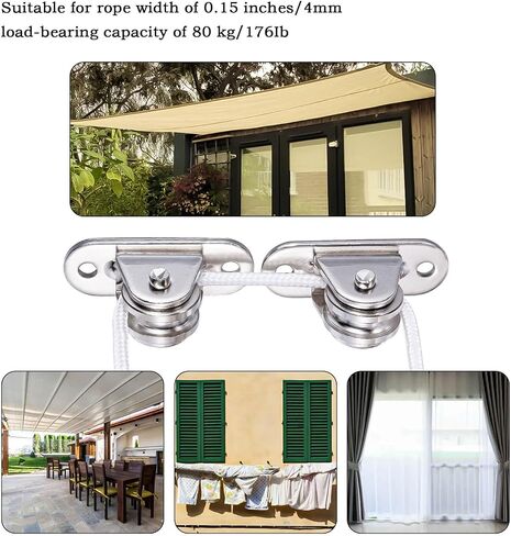 Small Pulley Block,with Bearing Fixed Pulleys Wheel,Rope Pulley for Cord, Clothesline, Paracord 4Pack in Saudi Arabia