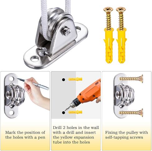 Small Pulley Block,with Bearing Fixed Pulleys Wheel,Rope Pulley for Cord, Clothesline, Paracord 4Pack in Saudi Arabia