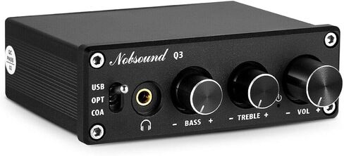 Nobsound Q3 Mini USB DAC رقمي إلى محول تناظري لفك تشفير الصوت، سماعة رأس مع مدخلات محورية/بصرية وتحكم في نغمة الجهير الثلاثية للكمبيوتر/مكبرات الصوت/سماعات الرأس in Kuwait