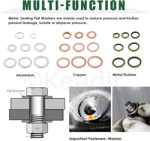 Keadic 80Pcs 14 Sizes Oil Drain Plug Gaskets Washer Assortment Set, Replace N0138157, 11026-01M02 Oil Crush Washers Seals Kit for Automotive in Saudi Arabia