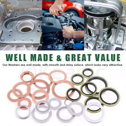 Keadic 80Pcs 14 Sizes Oil Drain Plug Gaskets Washer Assortment Set, Replace N0138157, 11026-01M02 Oil Crush Washers Seals Kit for Automotive in Saudi Arabia