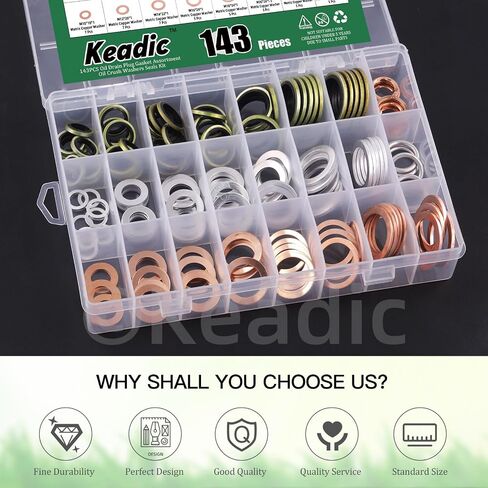 Keadic 80Pcs 14 Sizes Oil Drain Plug Gaskets Washer Assortment Set, Replace N0138157, 11026-01M02 Oil Crush Washers Seals Kit for Automotive in Saudi Arabia