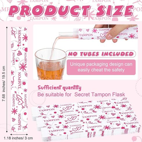 100 Pieces Secret Tampon Flask Wrappers Tampon Reusable Wrappers Reusable Self Adhering Wrappers for Women, No Tubes Included (Heart) in Saudi Arabia