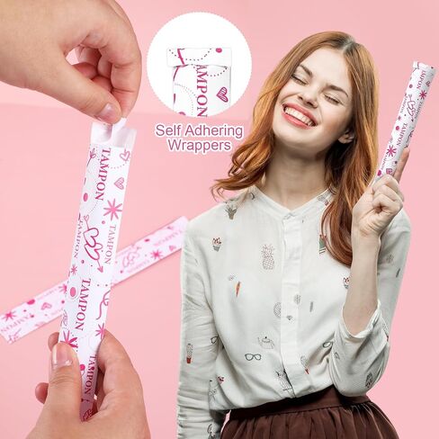 100 Pieces Secret Tampon Flask Wrappers Tampon Reusable Wrappers Reusable Self Adhering Wrappers for Women, No Tubes Included (Heart) in Saudi Arabia