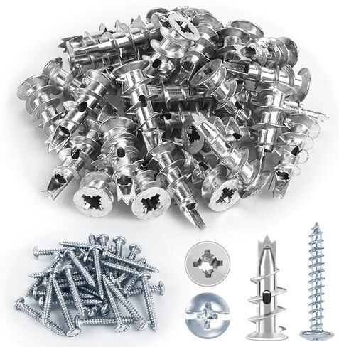 مثبتات الحوائط الجافة ذاتية الحفر 80 قطعة، مثبتات جدارية من الزنك، مثبتات جدارية للجدران الجافة شديدة التحمل، 40 مرساة 12 × 30 مم + براغي 40#8 × 1-1/4 بوصة للتعليق والتركيب بوزن 75 رطل بواسطة XIOGZAXI in Kuwait