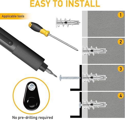 مثبتات الحوائط الجافة ذاتية الحفر 80 قطعة، مثبتات جدارية من الزنك، مثبتات جدارية للجدران الجافة شديدة التحمل، 40 مرساة 12 × 30 مم + براغي 40#8 × 1-1/4 بوصة للتعليق والتركيب بوزن 75 رطل بواسطة XIOGZAXI in Kuwait