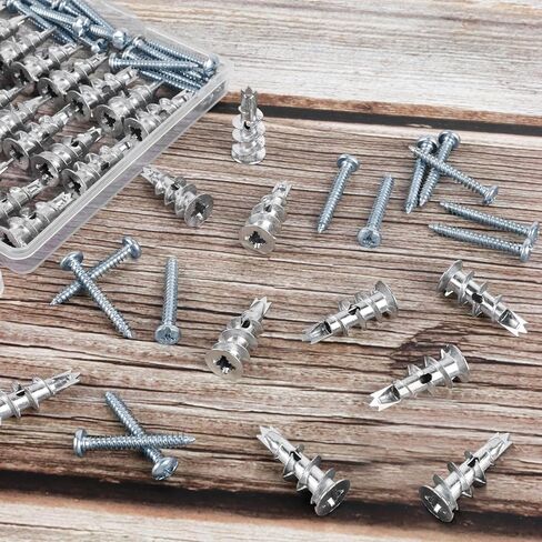 مثبتات الحوائط الجافة ذاتية الحفر 80 قطعة، مثبتات جدارية من الزنك، مثبتات جدارية للجدران الجافة شديدة التحمل، 40 مرساة 12 × 30 مم + براغي 40#8 × 1-1/4 بوصة للتعليق والتركيب بوزن 75 رطل بواسطة XIOGZAXI in Kuwait