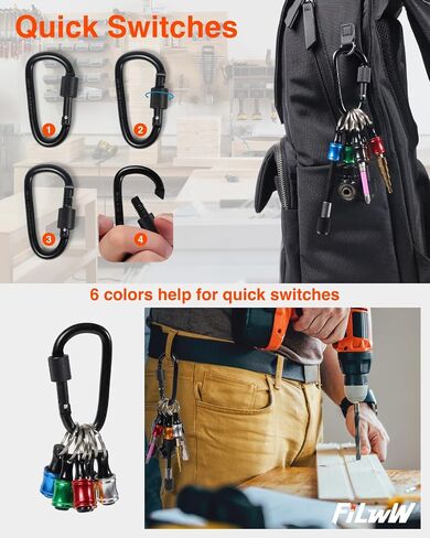 Bit Holder Keychain,6Pcs 1/4 Quick Release Driver Bit Catchers Tool Gifts for Men, Quick-Change Extension Bar Keychain Drill Screw Adapter Portable for Organizer Tool Pouch,Tool Bag in Saudi Arabia