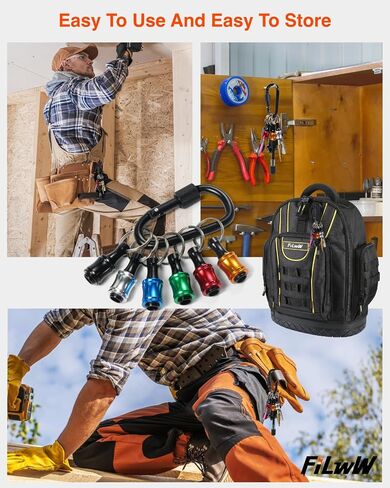 Bit Holder Keychain,6Pcs 1/4 Quick Release Driver Bit Catchers Tool Gifts for Men, Quick-Change Extension Bar Keychain Drill Screw Adapter Portable for Organizer Tool Pouch,Tool Bag in Saudi Arabia