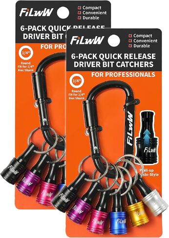 Bit Holder Keychain,6Pcs 1/4 Quick Release Driver Bit Catchers Tool Gifts for Men, Quick-Change Extension Bar Keychain Drill Screw Adapter Portable for Organizer Tool Pouch,Tool Bag in Saudi Arabia