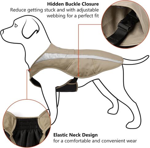 BASSDASH Dog Insulated Coat Safety Vest Water Resistant Chest Protection Reflective High Visibility for Hunting Outdoor in Kuwait