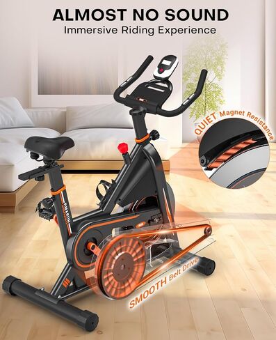 Exercise Bike, DMASUN Silent Magnetic Resistance Stationary Bike for Home with 330 LB Capacity, Workout Bike with Comfortable Seat Cushion, Digital Display with Pulse in Saudi Arabia