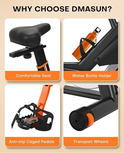 Exercise Bike, DMASUN Silent Magnetic Resistance Stationary Bike for Home with 330 LB Capacity, Workout Bike with Comfortable Seat Cushion, Digital Display with Pulse in Saudi Arabia