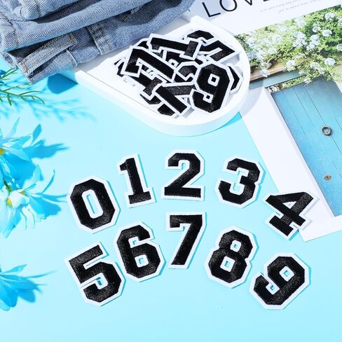 40 Pcs White Iron on Numbers White Number Patches 0-9 patch Iron on Numbers for jersey Sew on Embroidered Applique Patches for Fabric Clothing Shirts Baseball Football Jeans Hat Socks, DIY Accessories in Saudi Arabia