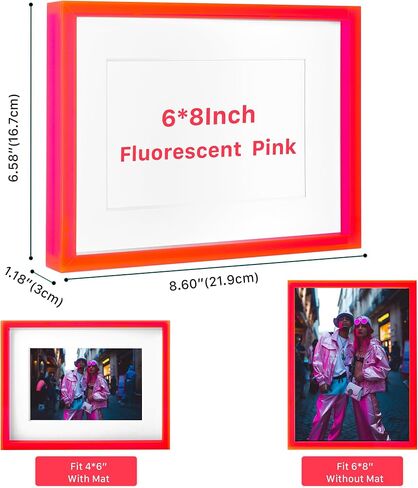 Red 4x6 Acrylic Picture Frame With Mat Neon Modern Colorful Tabletop & Wall Mount, Burgundy Red in Saudi Arabia