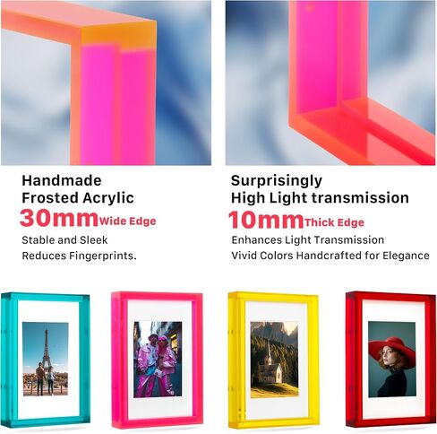 Red 4x6 Acrylic Picture Frame With Mat Neon Modern Colorful Tabletop & Wall Mount, Burgundy Red in Saudi Arabia