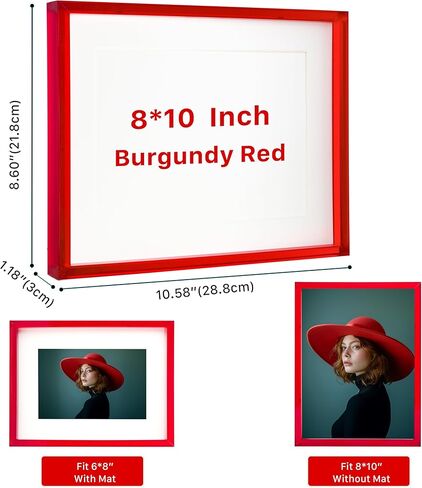 إطار صورة أكريليك أحمر مقاس 4 × 6 مع سطح طاولة ملون حديث بلون نيون وحامل للتثبيت على الحائط، باللون الأحمر العنابي in Kuwait