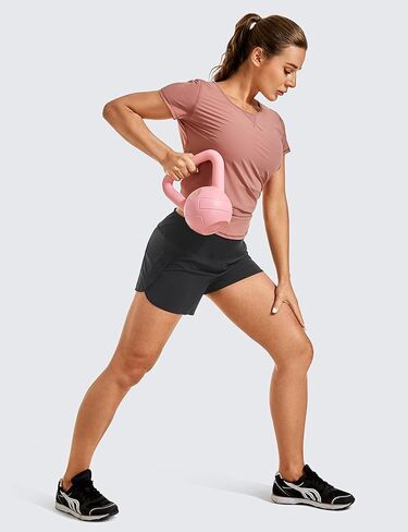 CRZ YOGA Womens Lightweight Gym Athletic Workout Shorts Liner 4" - Quick Dry Running Sport Spandex Shorts Mesh Zipper Pockets in Saudi Arabia