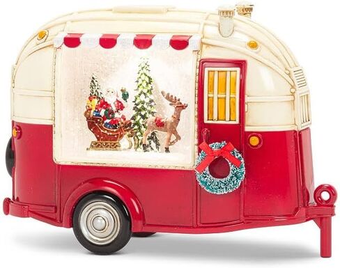 Abbott Collection Marvel Santa and Camper Glitter LED Snow Globe Lantern, Red (9" L) in Kuwait