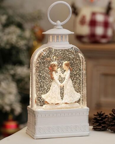 Happiness Lighted Snow Globe with Timer Glittering for Lover, Christmas Snow Globe Family Holiday Home Decoration,Commemorative,Wedding Gift for Christmas Decorations in Saudi Arabia