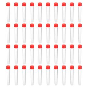 PATIKIL 30mL Plastic Test Tubes, 40 Pack Frozen Test Tube Vial Container Storage Screw Cap for Lab Laboratory Science, Red Clear