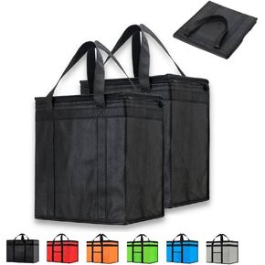 NZ Home Medium Insulated Cooler Bag and Food Warmer for Food Delivery & Grocery Shopping with Zippered Top, Black (1 Pack)