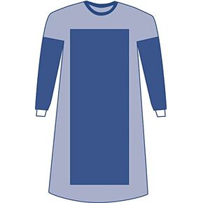 Medline Sterile Poly-Reinforced Aurora Surgical Gown, Extra-Long, Blue, 2X-Large, Pack of 18