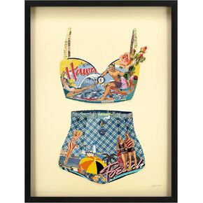 Empire Art Direct "Hawaii Beach" Dimensional Art Collage Hand Signed by Alex Zeng Framed Graphic Wall Art