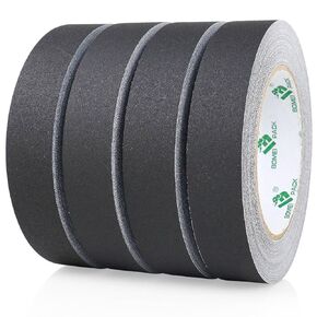 BOMEI PACK Black Gaffer Tape, Matte Non-Reflective,4 Pack 1inch x 30yds No Residue Hand Tear Self-Adhesive Gaffer Tape for Labeling, Cable, Stage, Photography, Painters and Duct Repair