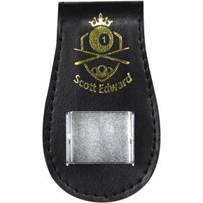 Scott Edward Magnetic Pool Cue Chalk Holder with Belt Clip, PU Leather Billiard Chalk Holder, Portable Snooker Billiards Accessories