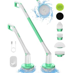 منظف ​​دوار كهربائي من AKKTOL، منظف دش كهربائي مع 6 رؤوس فرشاة مقاومة للماء قابلة للاستبدال، ما يصل إلى 300 دورة في الدقيقة، وقت تشغيل 90 دقيقة، ذراع تمديد، فرشاة تنظيف لاسلكية للأرضيات والحوض والبلاط والجدار والحمام in Kuwait