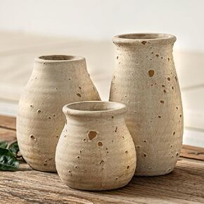 CWLWGO-Ceramic Black Vase Set, Small Boho Vases for Country Home Decoration, Decorative Vase,Farmhouse Decoration, Home Decorations for Living Room, Coffee Table Decor, Mantle & Shelf Decor.