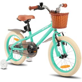 HILAND Girls Bike for Toddlers and Kids Ages 3-7 Years Old, 14 16 Inch Kids Bike with Training Wheels Basket