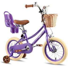 RULLY Donna Kids Bike for Girls Ages 2-7 Years, 12 14 16 Inch Princess Girls Bicycle with Doll Bike Seat, Training Wheels, Basket and Streamers, Kids Cycle Bikes, Multiple Colors
