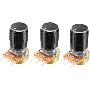 uxcell WH148 3Pcs 1K Ohm Variable Resistors Single Turn Rotary Carbon Film Taper Potentiometer with Knob