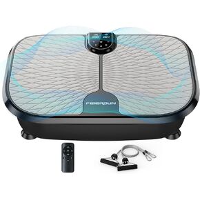 FEIERDUN Vibration Plate Exercise Machine, Vibration Plate for Lymphatic Drainage, Power Plate Vibration Platform w/ Loop Bands for Weight Loss & Toning
