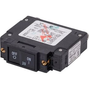 Blue Sea Systems 7443 Circuit Breaker C-Series Flat Rocker 20A DC UL489, 20 Amp DC