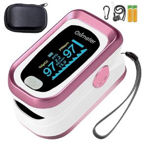 Pulse Oximeter Fingertip, 4 Data Pulse Oximeter with Respiration, Pulse Oximeter with Respiratory, Pulse Oximeter SpO2 Pulse Rate Count(Pink)