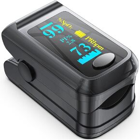 Pulse Oximeter, OLED Display Oxygen Monitor Fingertip, Fast Spo2 Reading Blood Oxygen Saturation Monitor, Pulse Ox with Heart Rate, NOT INCLUDE BATTERIES