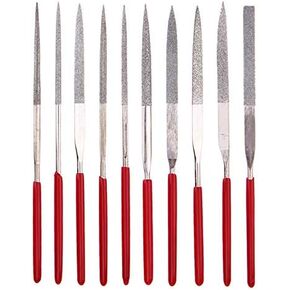 YAKAMOZ 10Pcs Mini Diamond Metal Files Set Micro Round Needle File Triangular Square Flat Riffler File Kit Wood Stone Glass Jewelry Fine File Tools for Jewelers Crafts Hobbies - 3x140mm