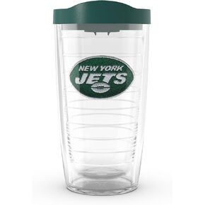 كوب Tervis مصنوع في الولايات المتحدة الأمريكية بجدار مزدوج NFL Miami Dolphins معزول يحافظ على المشروبات باردة وساخنة، 16oz - غطاء أسود، الشعار الأساسي