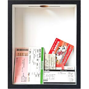 Travel Adventure Archive Shadow Box for Memories,8.5x10.5 Top Loading Shadow Box Frame with HD Glass,Wood Display Case with Slot,Ideal for Wine Bottle Caps,Tickets, Shells,Stamps,Concert,Movie Stub