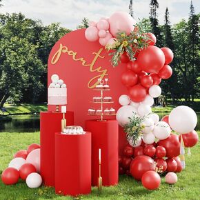 YRDKB Cylinder Pedestal Stands Cover - 5PCS Red Spandex Cylinder Covers Metal Elastic Cylinder Pedestal Stands Cover for Weddings Decorations(Set of 5)