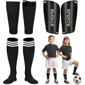 Soccer Shin Guards Soccer Shin Pads Set with Shin Sleeves and Long Soccer Socks Optimized Insert Pocket Protective Soccer Lightweight Soccer Equipment for Boys Girls Men Soccer Game