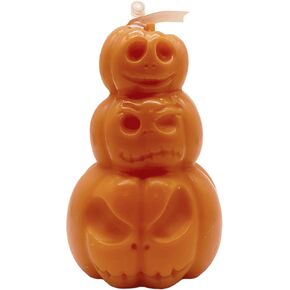 3-Stacked Pumpkin Shaped Scented Candles - Halloween Pumpkin Candle, Fall Soy Wax Candles - Aromatherapy Candle for Halloween Party, Thanksgiving, Home Table Décor - Halloween Decorations Supplies